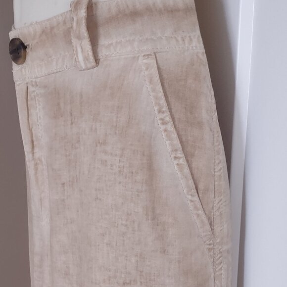 ZARA NWT Full Length Beige Bronze Linen Blend Trousers Size MEDIUM - Picture 4 of 11